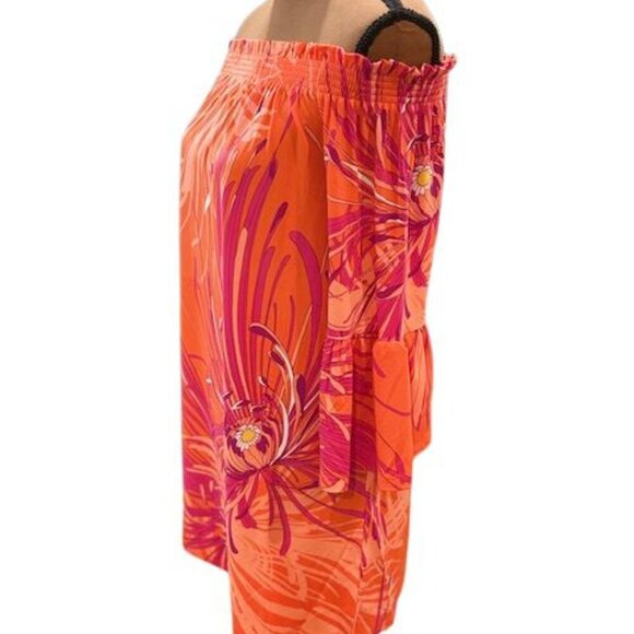 Trina Turk Off the Shoulder Bell Sleeve Boat Neck Floral Mini Dress – Small NWT! - Picture 4 of 9